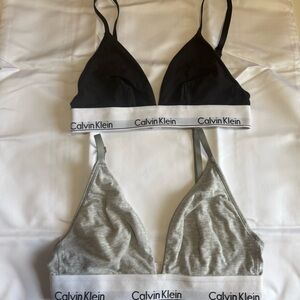 Calvin Klein Black and Gray Bralette Duo
